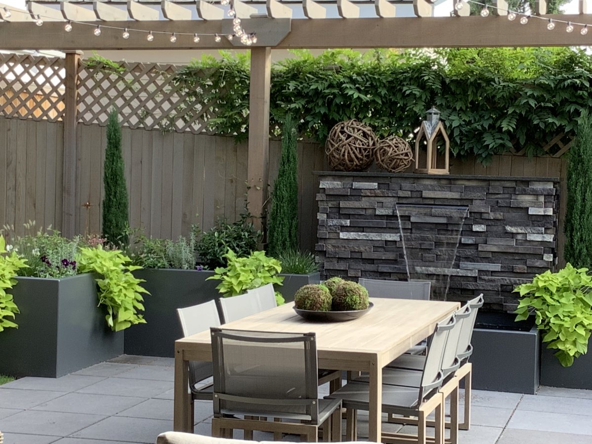 Imagine eating dinner outside or relaxing with friends in your new landscape next summer. In Harmony Sustainable Landscapes. Landscape design: Laura Kleppe, Gardenworkz.